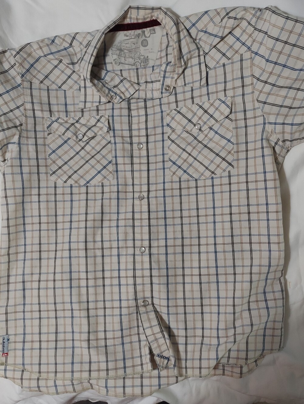 Quicksilver Brand Pearl Snap Shoert Sleeve Plaid Shirt
